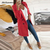 New Women Long Sleeve Turn-Down Collar Outwear Jacket Wool Blend Coat Casual Autumn Winter Elegant Overcoat.