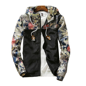 Women's Hooded Jackets Spring Autumn Floral Causal Windbreaker Women Basic Jackets Coats Zipper Lightweight Jackets Famale