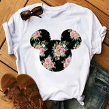 Tshirt Woman Summer Short Sleeve Flowers Tops Female T-shirt Clothes