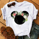 Tshirt Woman Summer Short Sleeve Flowers Tops Female T-shirt Clothes