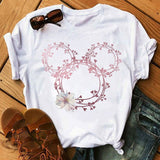 Tshirt Woman Summer Short Sleeve Flowers Tops Female T-shirt Clothes