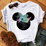 Tshirt Woman Summer Short Sleeve Flowers Tops Female T-shirt Clothes