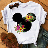 Tshirt Woman Summer Short Sleeve Flowers Tops Female T-shirt Clothes