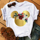 Tshirt Woman Summer Short Sleeve Flowers Tops Female T-shirt Clothes