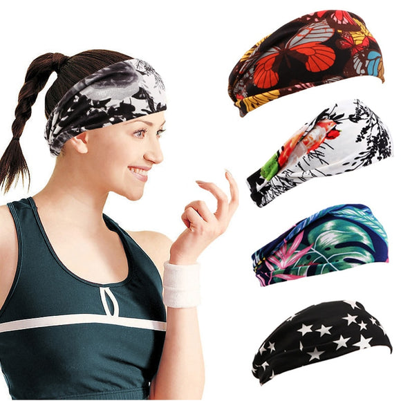 Floral Print Turban Knot Headwrap Sports Elastic Yoga Hairband Fashion Cotton Fabric Wide Headband For Women Hair Accessoires